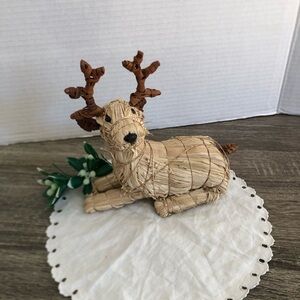 Handmade Straw Reindeer Decoration